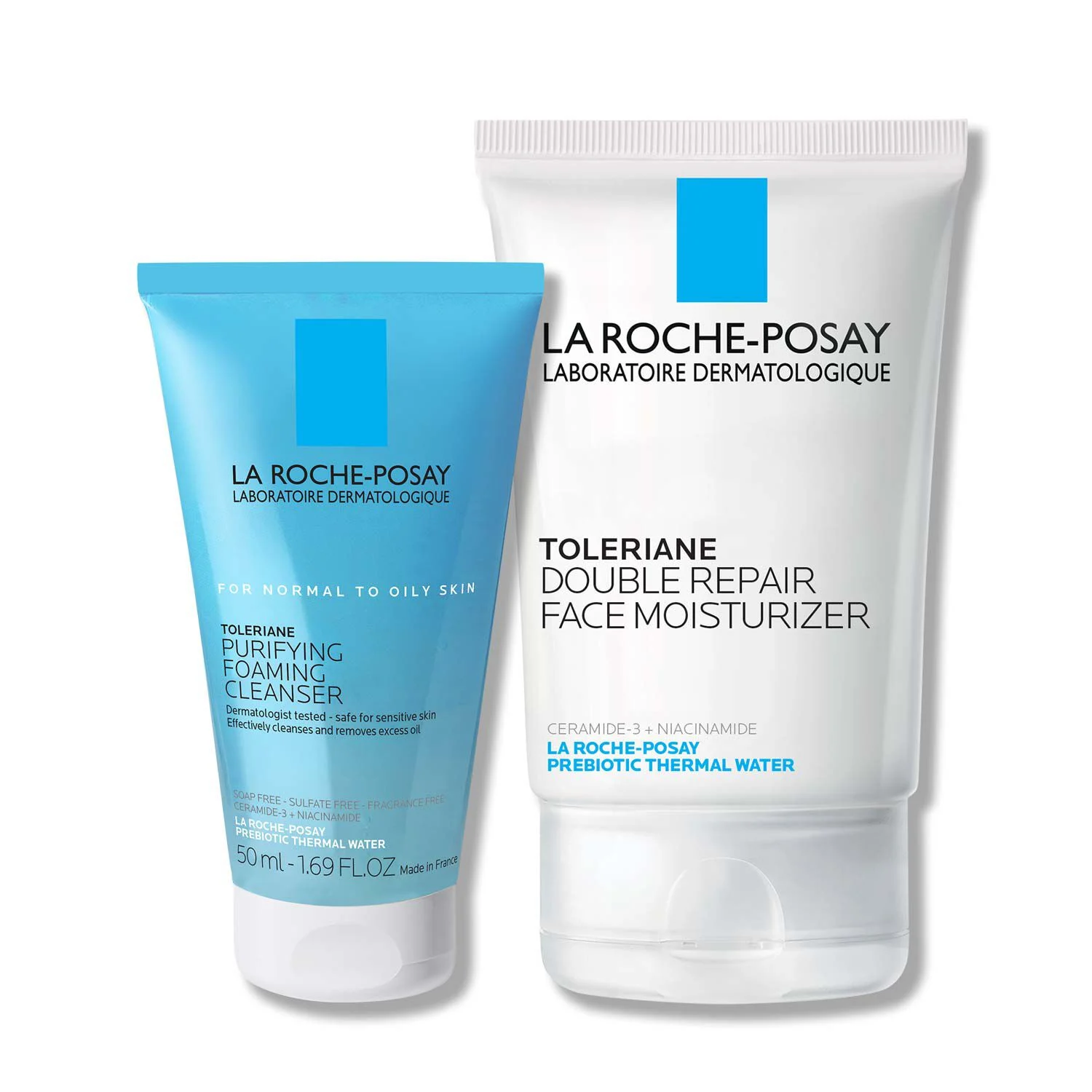 2412 Set de viaje de Limpiador facial Toleriane purificador en espuma e Hidratante facial Toleriane Double Repair